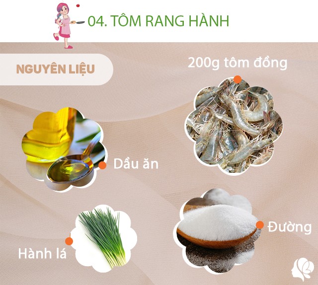 Chuẩn bị: 200g tôm đồng, dầu ăn, đường, hành lá, nước mắm.