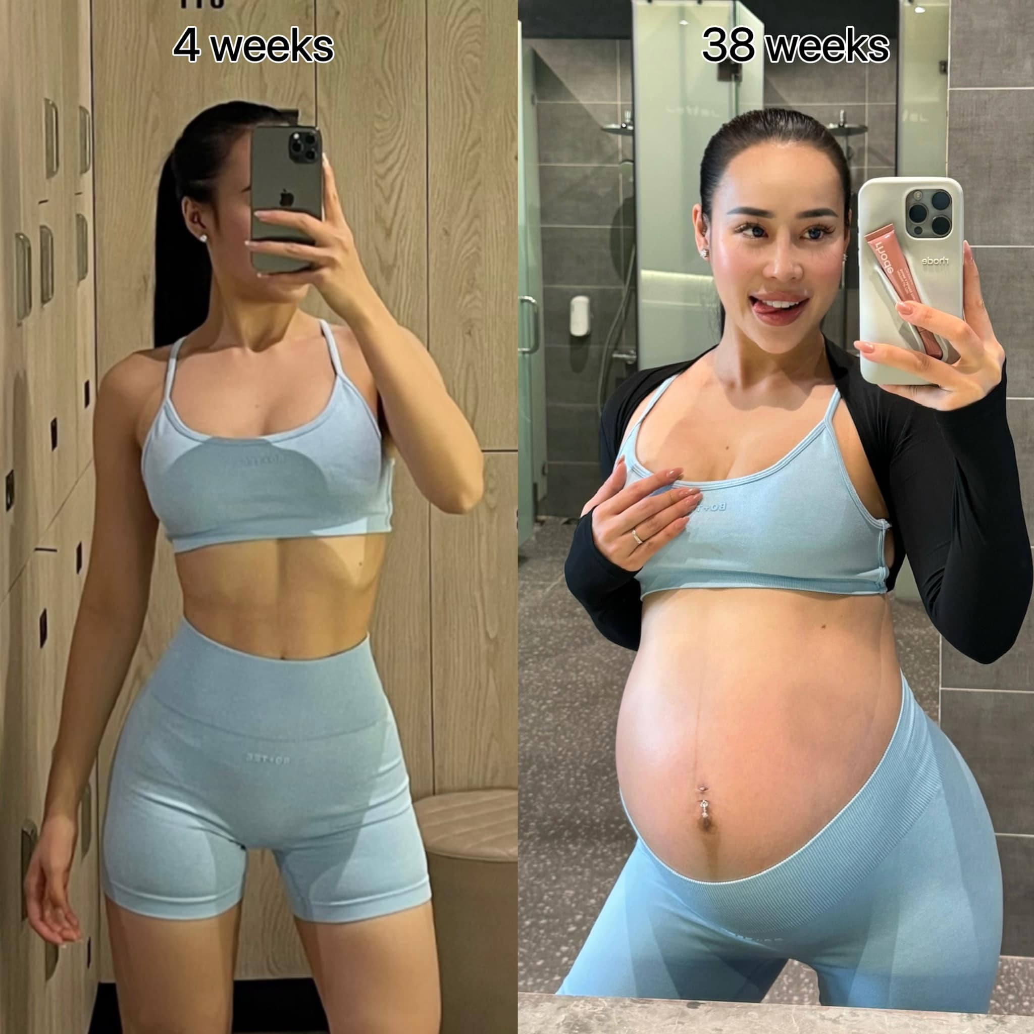 Tra Li không đặt nặng việc giữ vóc dáng khi mang thai nhưng cô chỉ tăng 12kg trong suốt thai kỳ.
