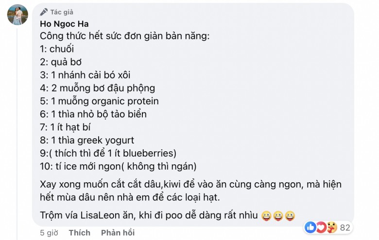 Công thức nấu bữa sáng của nữ hoàng giải trí.