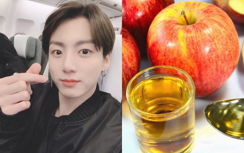 Nam ca sĩ nổi tiếng Jungkook thường làm sạch da mặt và trị mụn bằng giấm táo.