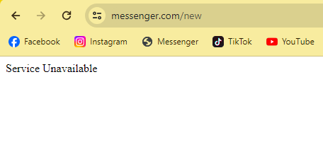 Website Messenger phản hồi Service Unavailable (Dịch vụ không khả dụng) khi người dùng cố truy cập