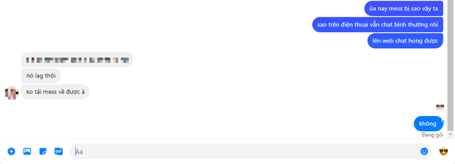 Tin nhắn trên website Messenger không thể gửi đi được