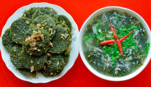 Rau cạo có thể làm bánh hoặc nấu canh, là món ăn dân dã nhưng vô cùng cuốn hút ở vùng biển này