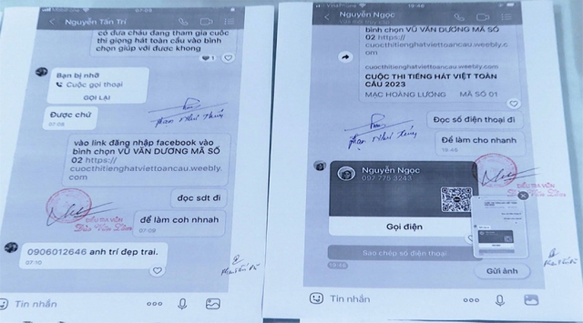 Nhóm đối tượng dùng tài khoản Gmail để tạo trang các trang web giả mạo các cuộc thi, thu hút người dùng truy cập và cung cấp thông tin cá nhân. Ảnh: Cơ quan Công an.