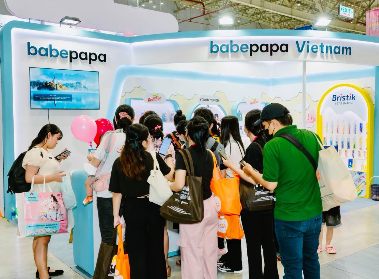 Hình ảnh gian hàng của Babepapa Việt Nam tại Viet Baby Fair 2024 Hồ Chí Minh.