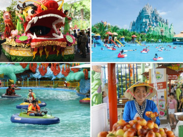 Chùm ảnh: Cha mẹ đội nắng đưa con đến Suối Tiên vui chơi dịp 1/6, bất ngờ với lễ hội trái cây "siêu khủng"