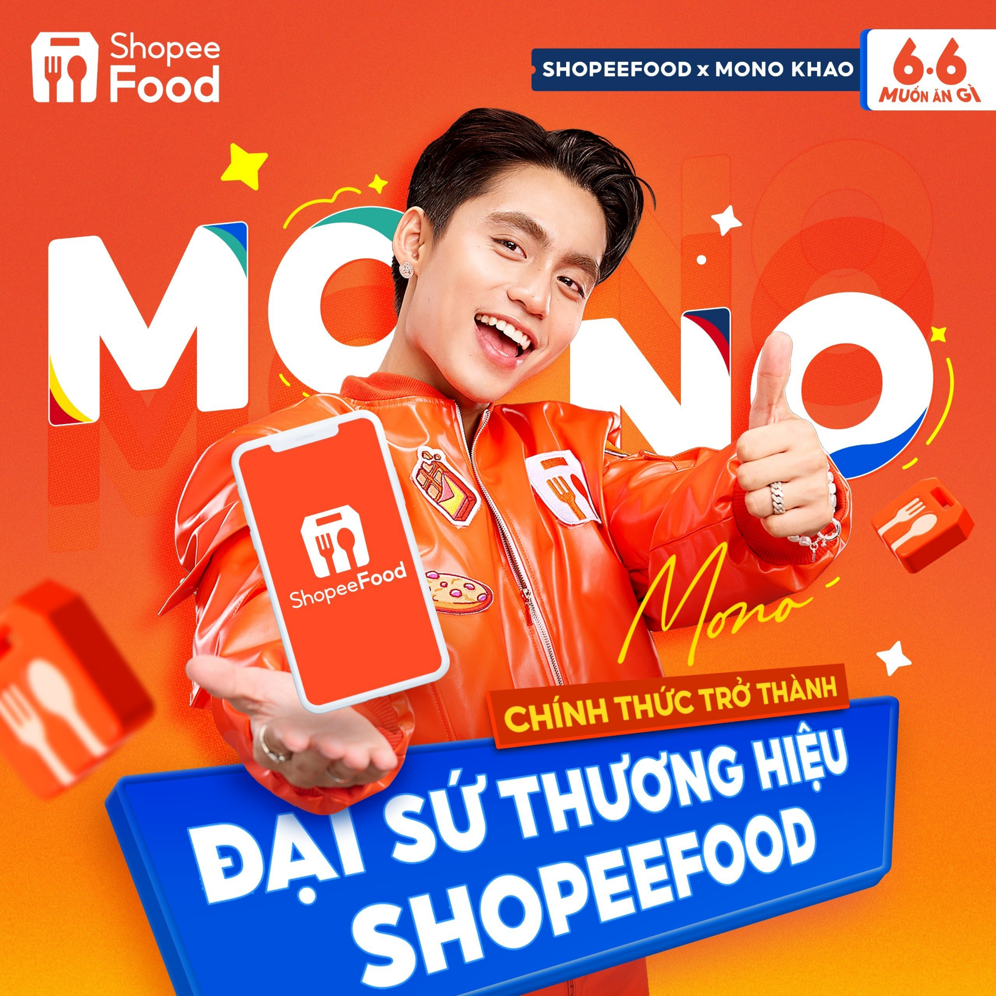 Sau vài ngày úp mở, fanpage ShopeeFood VN đã chính thức công bố nam ca sĩ MONO là đại sứ thương hiệu đồng hành cùng với các tín đồ ẩm thực trong thời gian sắp tới.