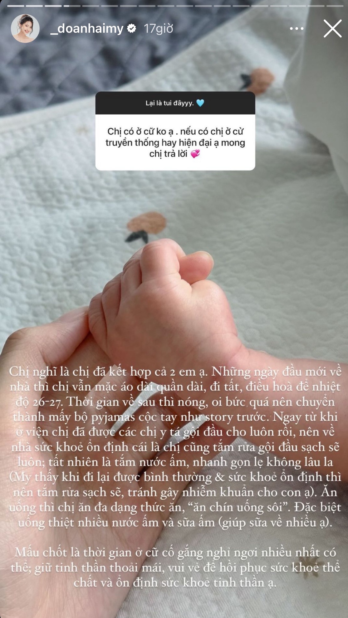 Nàng WAGS chia sẻ về phương pháp ở cữ.