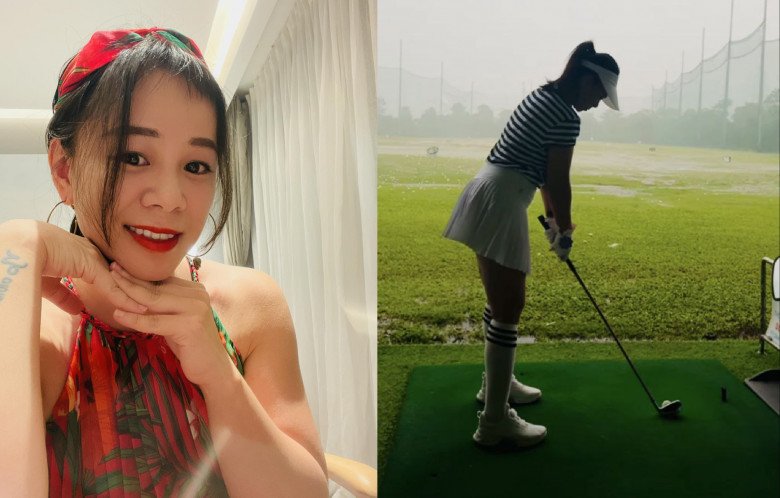 Doanh nhân Đào Lan Hương trổ tài đánh golf.