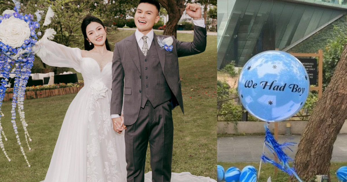 Cặp đôi công bố tin vui về em bé trong đám cưới.