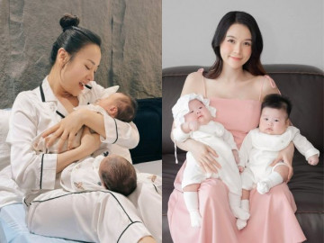 Phương Oanh và Sam cùng cảnh chăm cặp song sinh: Người bị nói chăm con quá kỹ, người vỡ mộng khi làm mẹ