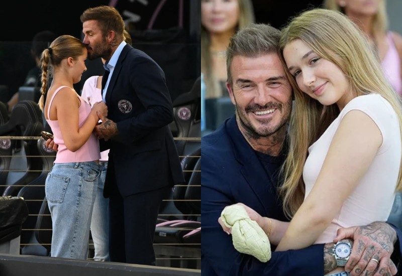 Ở độ tuổi dậy thì, con gái út của David Beckham trổ mã cao lớn phổng phao. Dù vậy thì cô bé vẫn không ngại thể hiện tình cảm thân thiết với bố.
