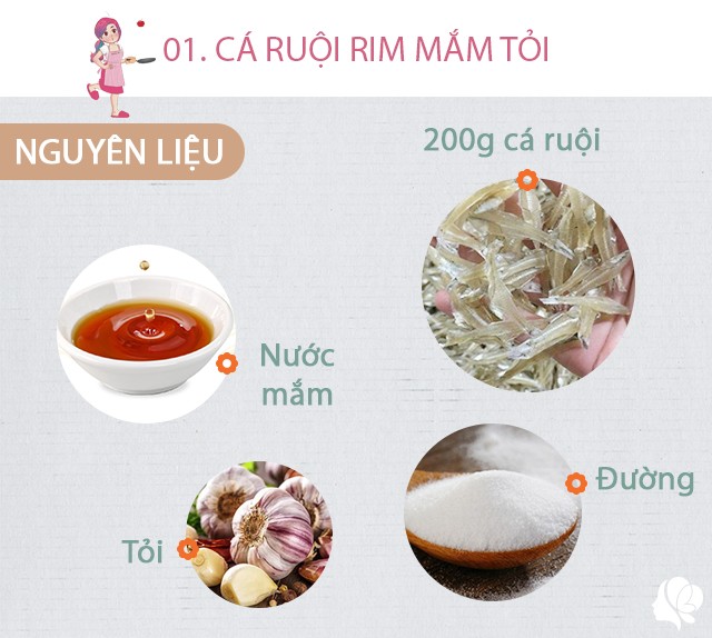 Chuẩn bị: 200g cá ruội khô, nước mắm, đường, giấm hoặc chanh, tỏi, ớt, hành.