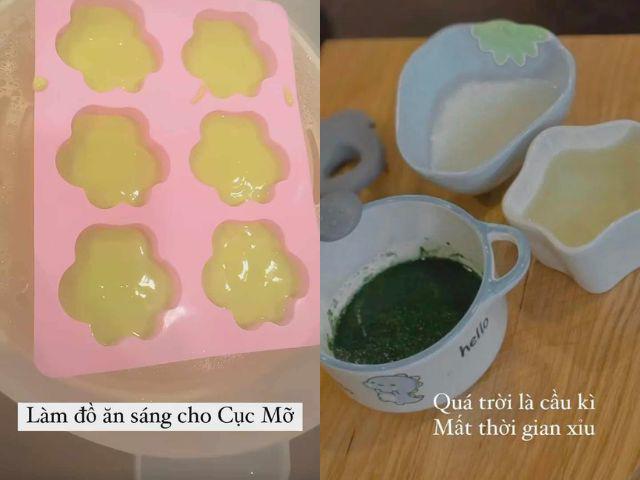 Minh Hằng chú trọng từng bữa ăn cho quý tử, dù cầu kỳ và mất thời gian vẫn tự tay thực hiện.