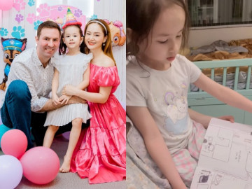 Con gái lai Tây của Lan Phương 6 tuổi nói tiếng Anh vanh vách, nhưng gặp khó khăn với tiếng Việt