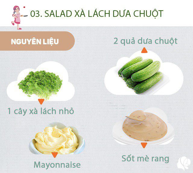 Chuẩn bị: 2 quả dưa chuột vừa phải, 1 cây xà lách xoăn nhỏ, mayonnaise vừa đủ, sốt mè rang vừa đủ.