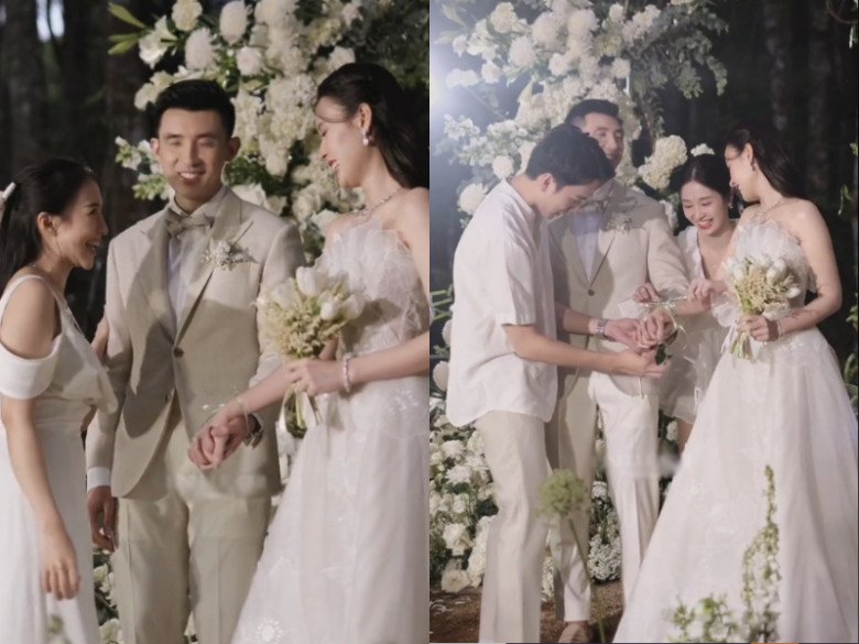 Nghi thức cột tay trong đám cưới của Midu và chồng thiếu gia nhận được nhiều sự chú ý. 
