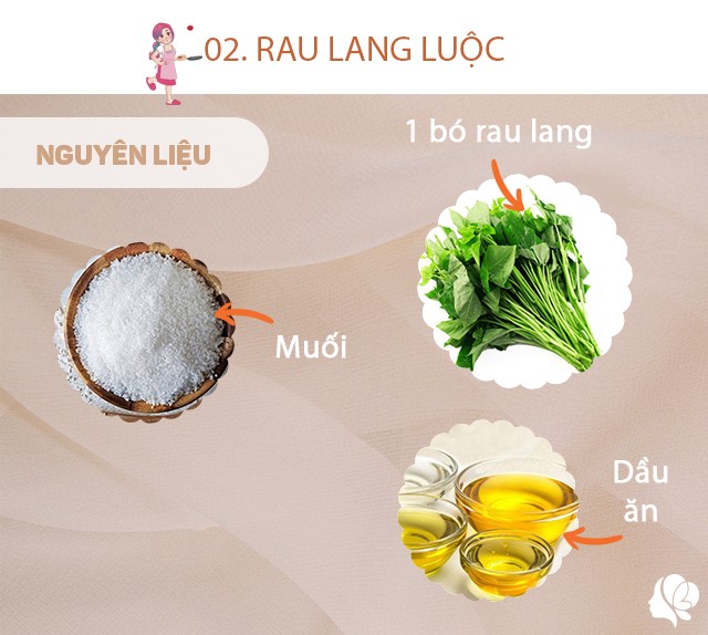 Chuẩn bị: 1 bó rau lang non, muối, dầu ăn.