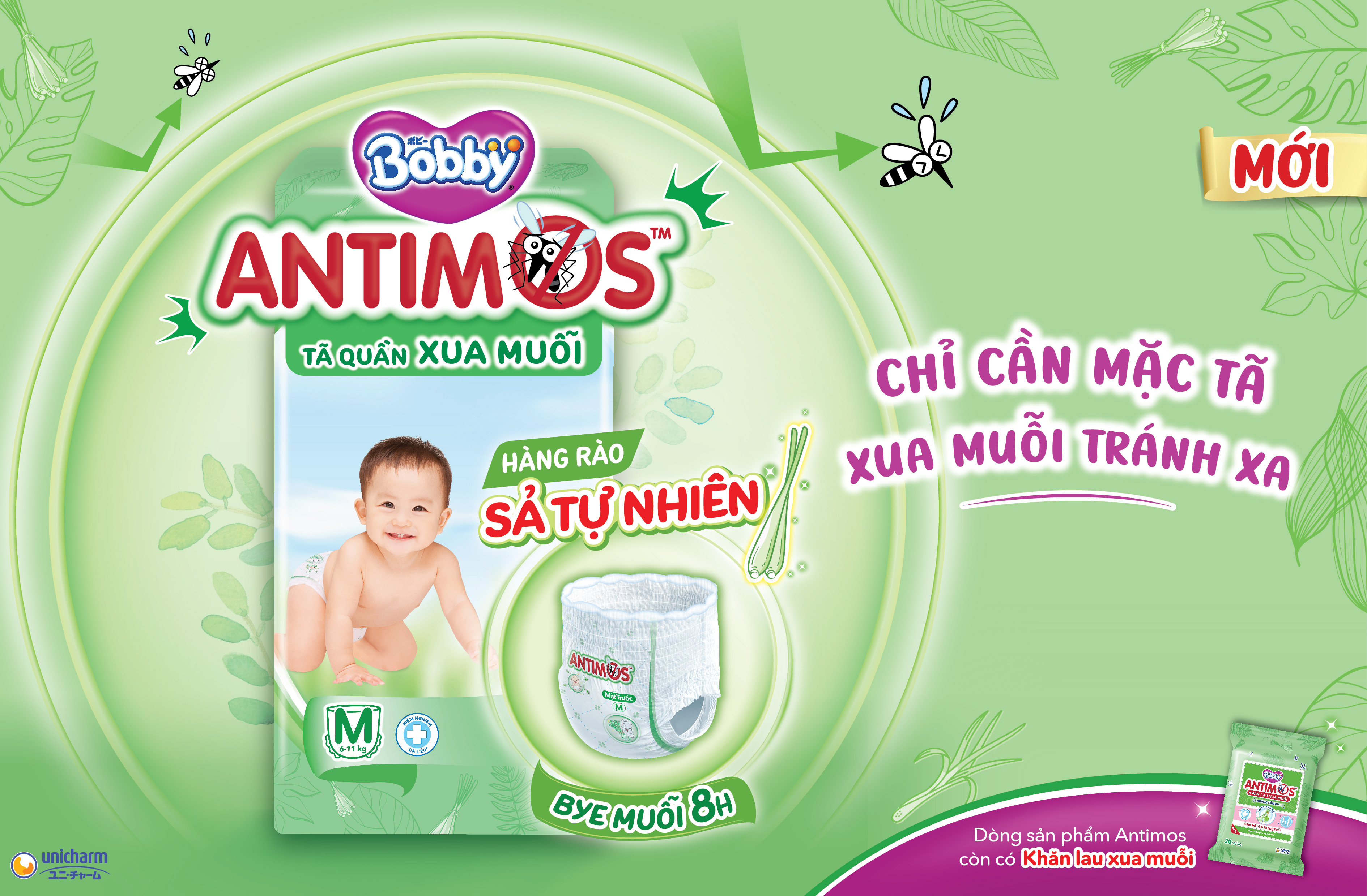 Có Tã quần xua muỗi Bobby Antimos, thiên thần nhỏ sẽ được trang bị thêm “lá chắn” xua muỗi tới 8 giờ