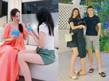 Con gái Công Vinh - Thủy Tiên được mẹ cho xuất hiện, 11 tuổi trổ dáng cao lớn, da trắng ngần hệt thiếu nữ