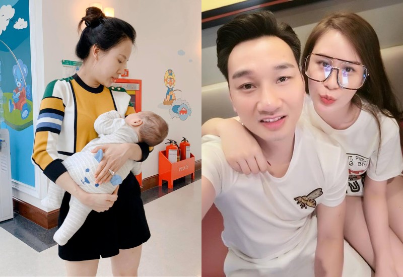 Ở nhà là mẹ bỉm sữa nhiều lúc rất xuề xoà, nhưng hot mom 2 con Ngọc Hương trông vẫn rất sang chảnh khi ra đường cùng ông xã Thành Trung.
