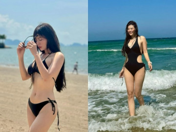 Xả vai vợ Tuấn Tú, Thanh Hương diện bikini nóng bỏng, tạo dáng như người mẫu