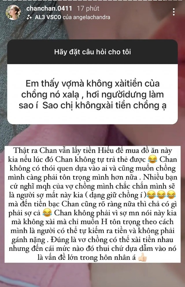 Xoài Non nhiều lần khẳng định không dựa dẫm chồng về kinh tế. 