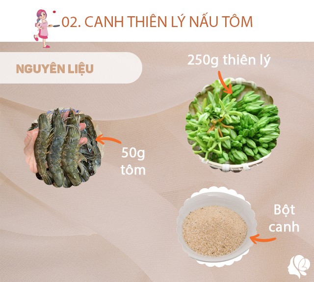 Chuẩn bị: 250g hoa thiên lý, bột canh, 50g tôm, hành khô.