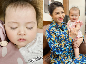 MC Hoàng Linh “Chúng tôi là chiến sĩ” 10 năm mới có con với chồng, ái nữ 8 tháng có hàng lông mi “trời ban”