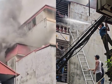 Cháy nhà ở Hà Nội lúc giữa trưa, cả xóm lao vào dập lửa