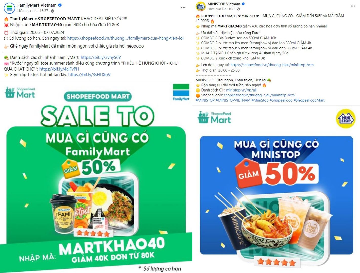 Xem bóng đá sao có thể thiếu mồi bén? Ghé ngay gian hàng của FamilyMart và MINISTOP trên ShopeeFood Mart để rinh ngay những món ăn nóng hổi và đồ uống mát lạnh nhé!