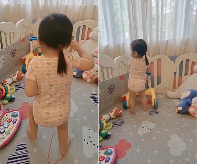 Mái tóc dài và style buộc tóc phía sau của cô nhóc thành tâm điểm.