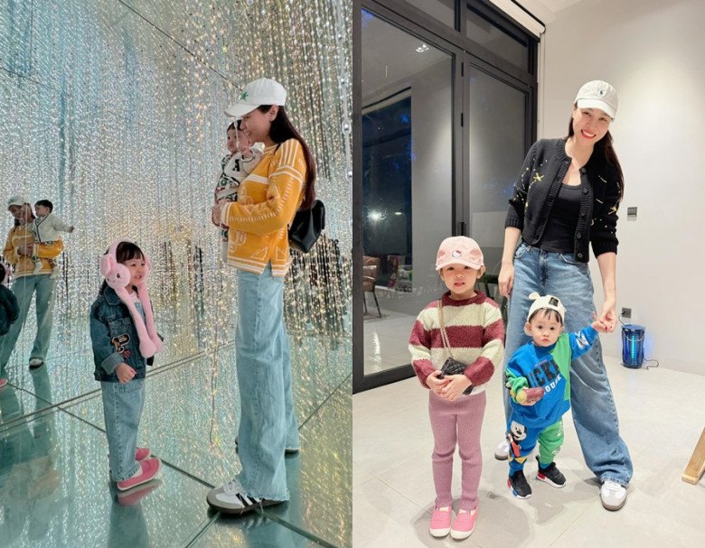 2 con Cường Đô La đáng yêu trong chuyến đi chơi cùng mẹ.