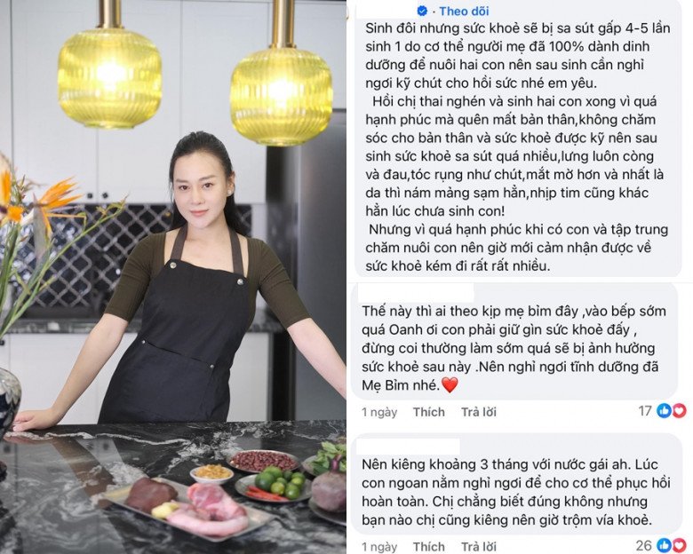 Nhiều mẹ bỉm đưa ra lời khuyên khi thấy Phương Oanh vào bếp quá sớm. 