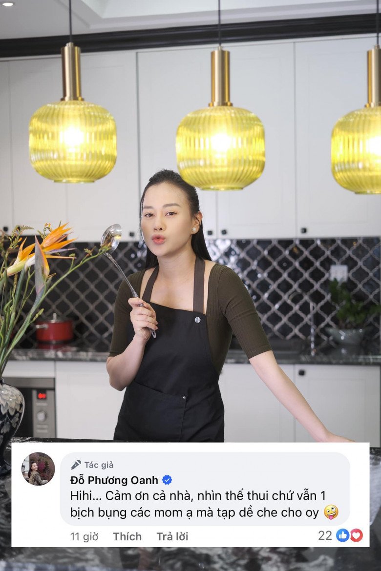 Phương Oanh cho biết vẫn còn bịch bụng sau 1 tháng sinh con. 