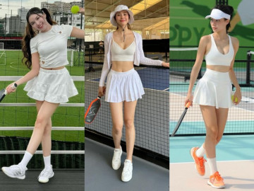 Đi tập Pickleball, hội chị em sao Việt xúng xính váy đầm điệu đà không kém đi chơi