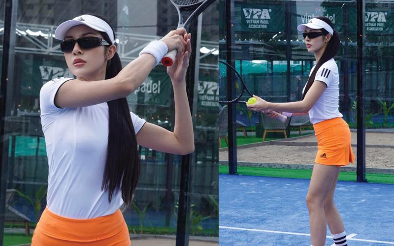 Chân dài An Giang còn tích cực chơi quần vợt để rèn luyện thể chất trước khi đến với cuộc thi nhan sắc đình đám tại Việt Nam. 

