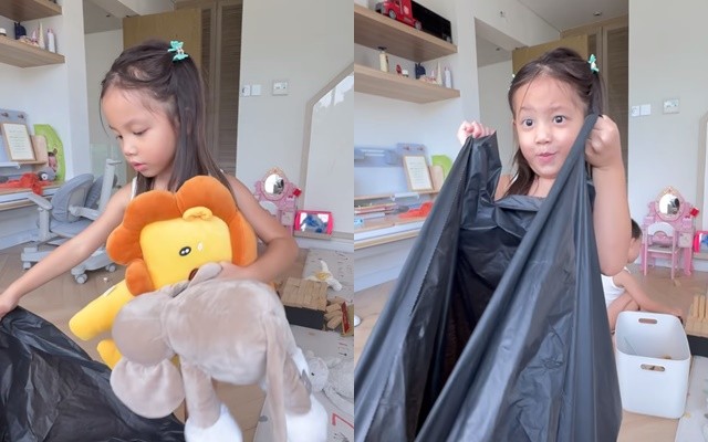 Lisa tự soạn đồ chơi tặng cho các bạn nhỏ có hoàn cảnh khó khăn.