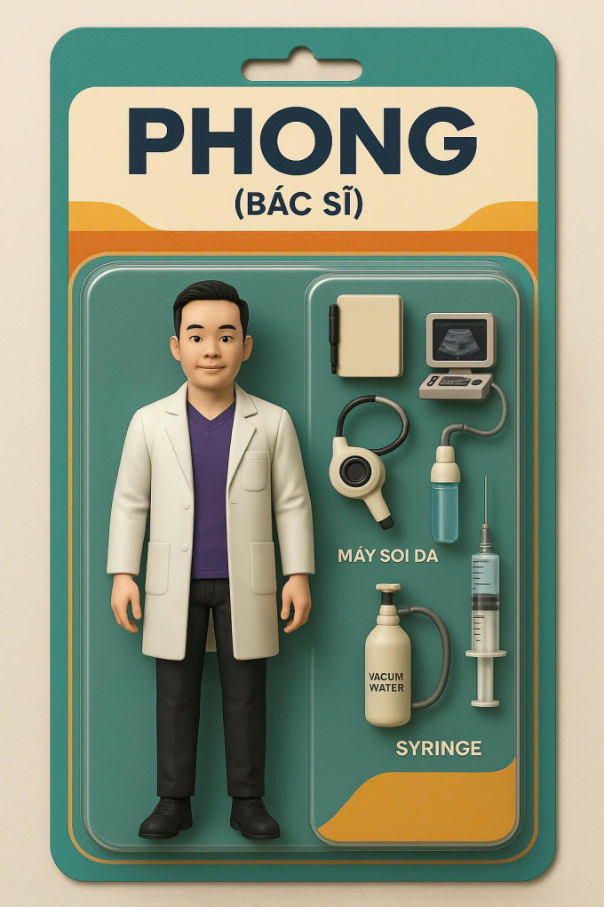 Bác sĩ Lưu Tuấn Phong thử làm mô hình đồ chơi mô phỏng chính mình.
