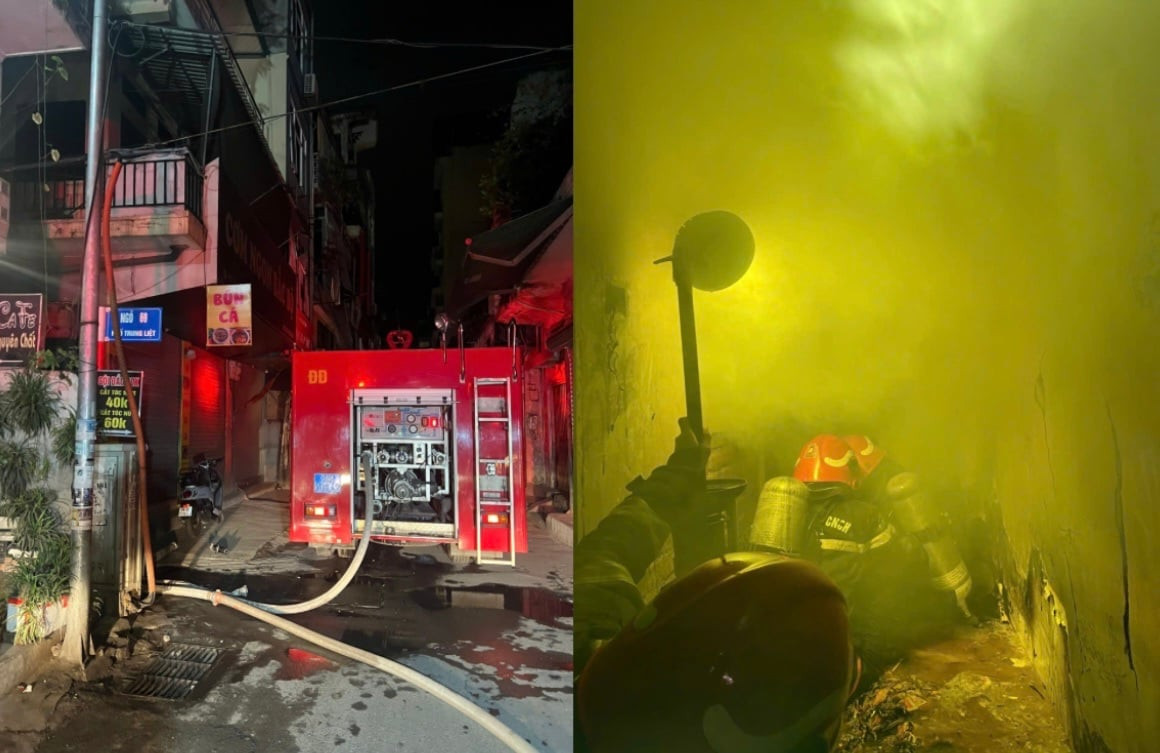 Lực lượng Cảnh sát PCCC và CNCH tại hiện trường vụ cháy. Ảnh: CACC