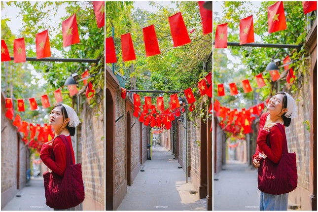 Các nàng thơ tha hồ chụp ảnh ở ngõ Từ Hoa nổi tiếng. Ảnh: FB Hồ Thiên Nga