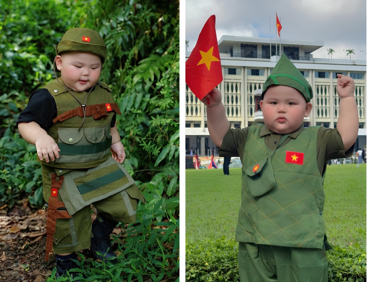 Một trong những bức ảnh gây chú ý trên diễn đàn là bé Bo, 2 tuổi rưỡi. Con ở Đồng Tháp được mẹ đưa lên TP HCM chụp hình trước dinh Độc Lập và khu Di tích Xẻo Quýt ở Đồng Tháp.
