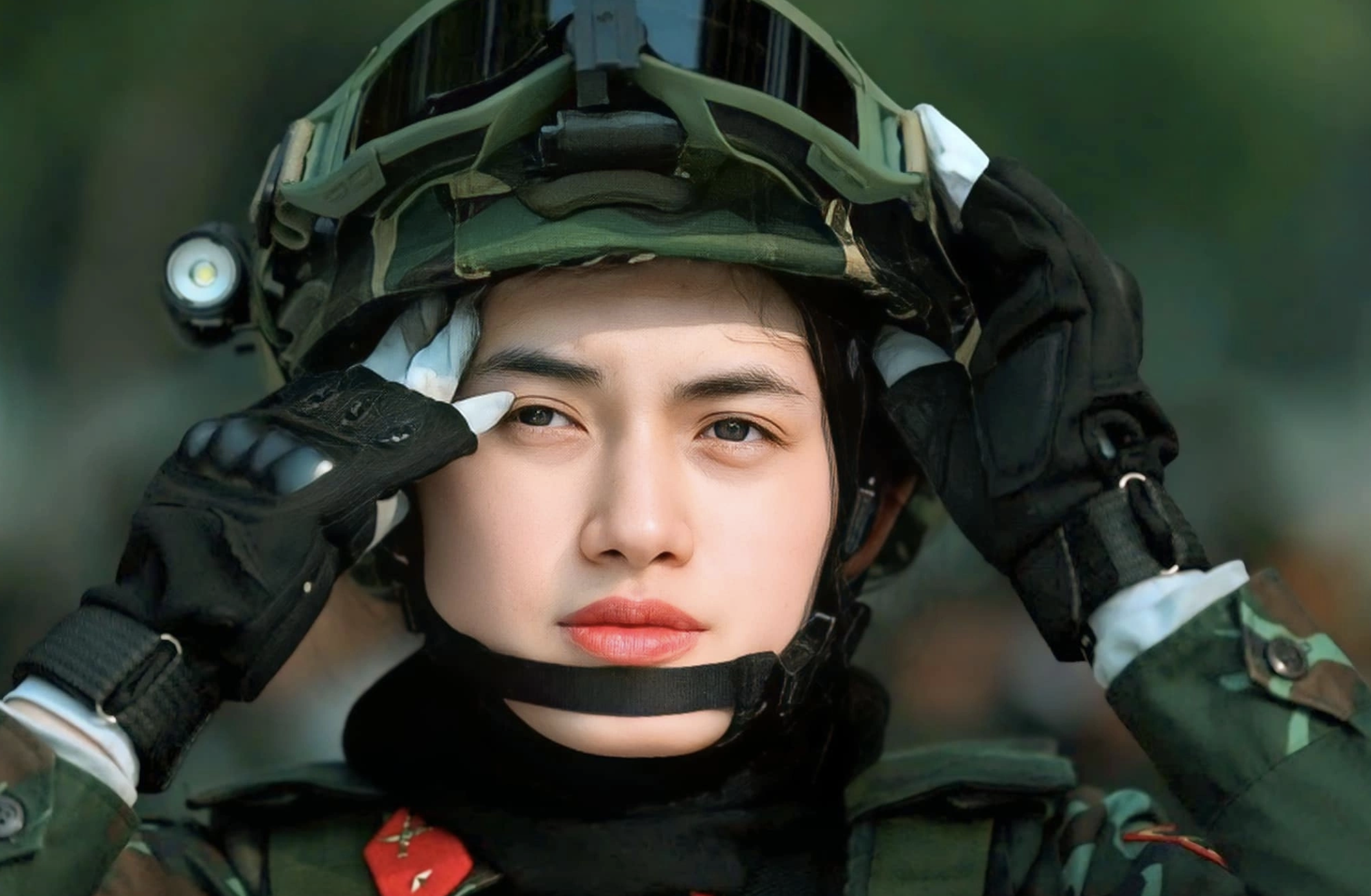 Trong những khoảnh khắc ghi lại quá trình tập luyện cho lễ diễu binh kỷ niệm 50 năm Ngày Giải phóng miền Nam, thống nhất đất nước, Hạ sĩ Bùi Thị Phương Ngọc thuộc khối Nữ chiến sĩ Biệt động Sài Gòn đang nhận được sự chú ý nhờ nhan sắc nổi bật.