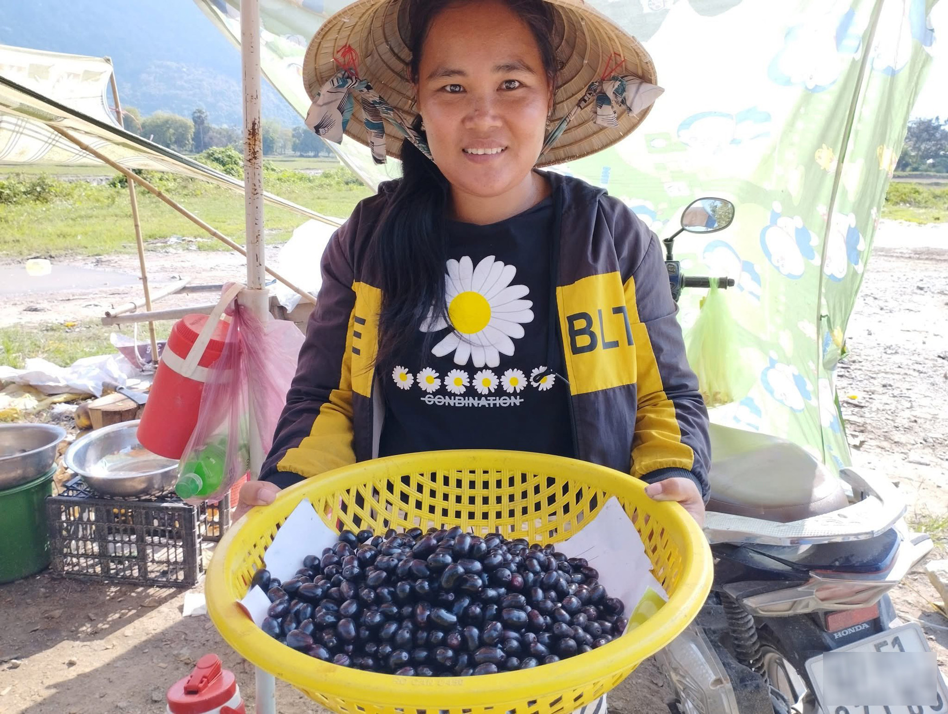 Nhiều du khách đến vùng Bảy Núi vào mùa trâm chín rộ còn tìm mua quả này bằng được, tậu hẳn mấy cân mang về thành phố để chiêu đãi bạn bè, người thân. Ảnh: Hoàng Dũng