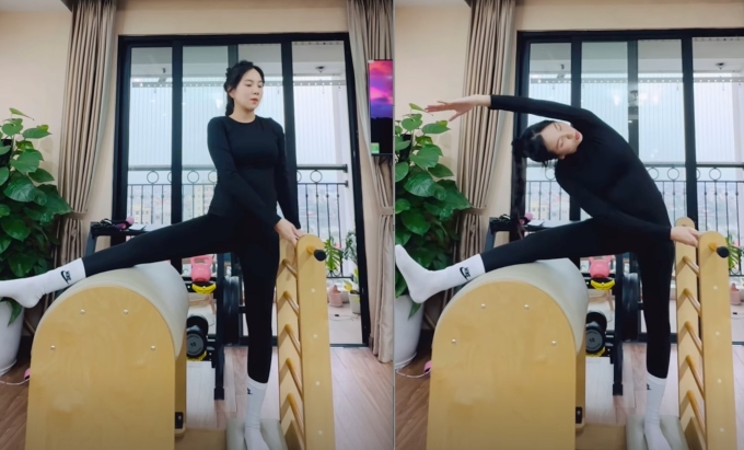 Mai Ngọc tập luyện ở những tháng cuối thai kỳ.