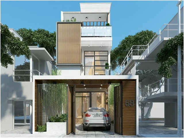 Để gia tăng thêm khí tốt, nhà nên có cổng và bố trí thêm nhiều cây xanh (Nguồn ảnh: sưu tầm).