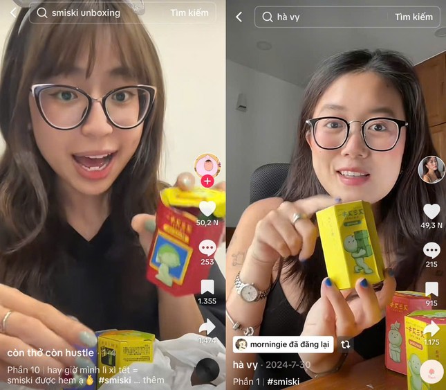 Các video về Smiski nhận được những lượt tương tác khủng. Ảnh: Còn thở còn hustle, Hà Vy