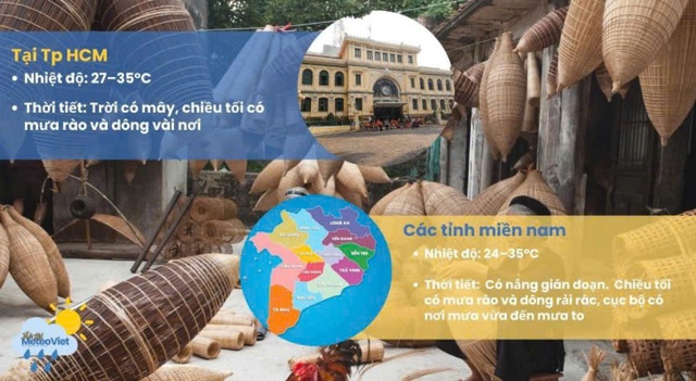 Thời tiết TP HCM và Nam Bộ hôm nay - Nguồn: MeteoViet
