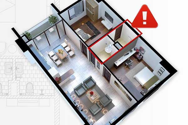 Nhà vệ sinh nằm ở giữa nhà là tối kỵ.