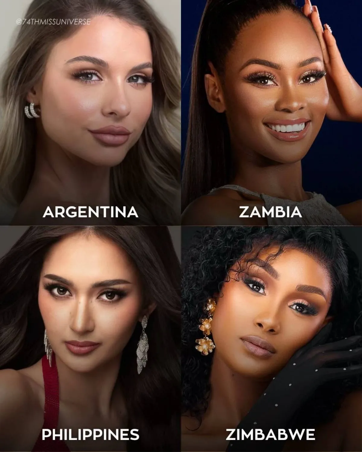 Nhan Sắc 21 Người Đẹp Đầu Tiên Chính Thức Ghi Danh Dự Thi Miss Universe 2025 5 Từ Trái Qua Phải, Từ Trên Xuống Dưới: Hoa Hậu Argentina Aldana Masset - Hoa Hậu Zambia Kunda Mwamulima - Hoa Hậu Philippines Ahtisa Manalo - Hoa Hậu Zimbabwe Lyshanda Moyas.